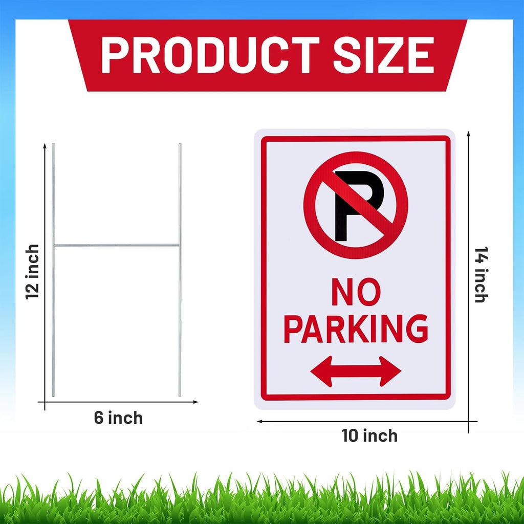 Kigley 8 Pcs No Parking Signs with H Stake 14 x 10" Plastic Waterproof Double Sided No Parking Outside Signs, Weatherproof and Fade Resistant, Easy to Mount