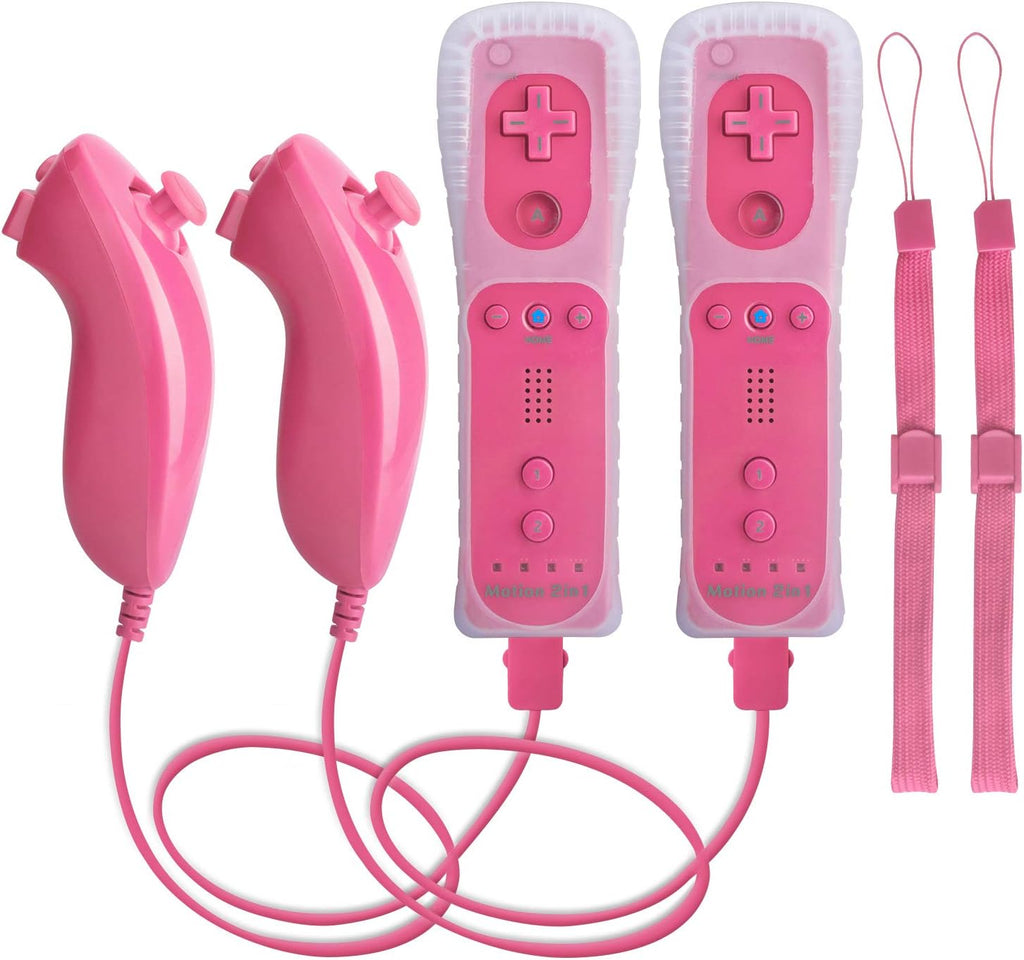 Motion Plus Wii Controllers 2Packs with Nunchucks, Wii Remote Controllers Compatible for wii and Wii U with Built in Motion Plus