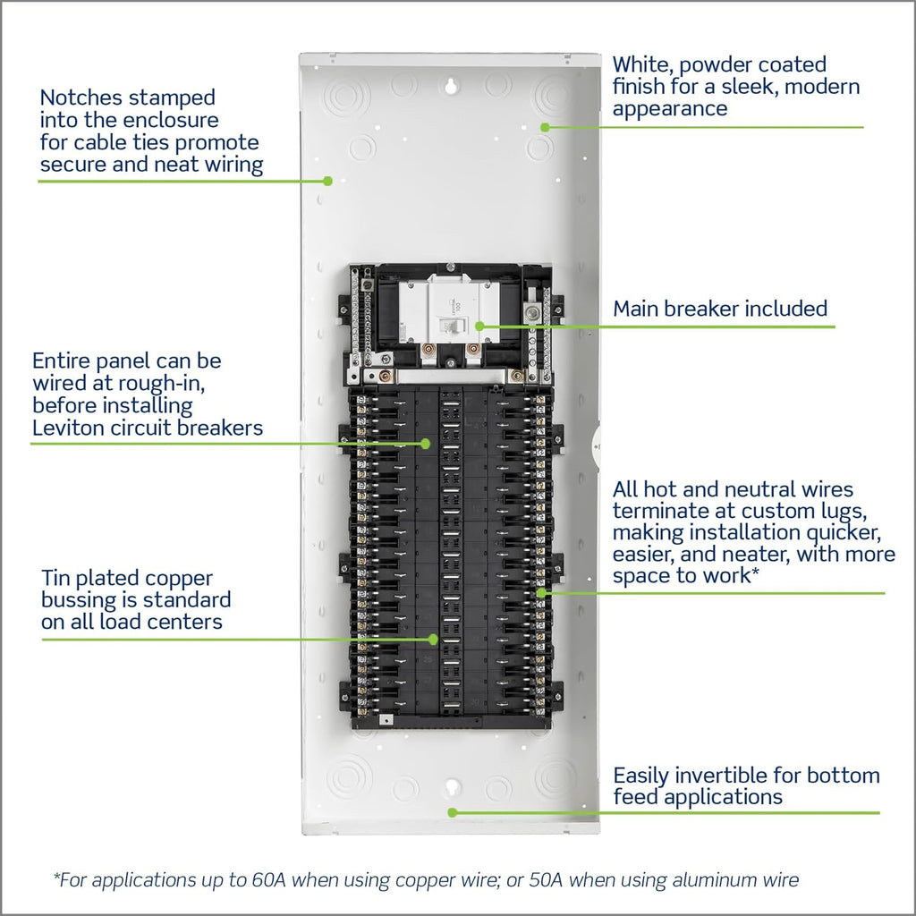Leviton 30 Space, 30 Circuit Indoor Load Center with 100 Amp Main Circuit Breaker, LP310-BPD