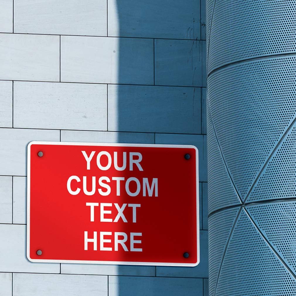 Aluminum Weatherproof Metal Sign Multiple Sizes Custom Personalized Text Here Red White Danger Horizontal Street Signs 14x10Inches