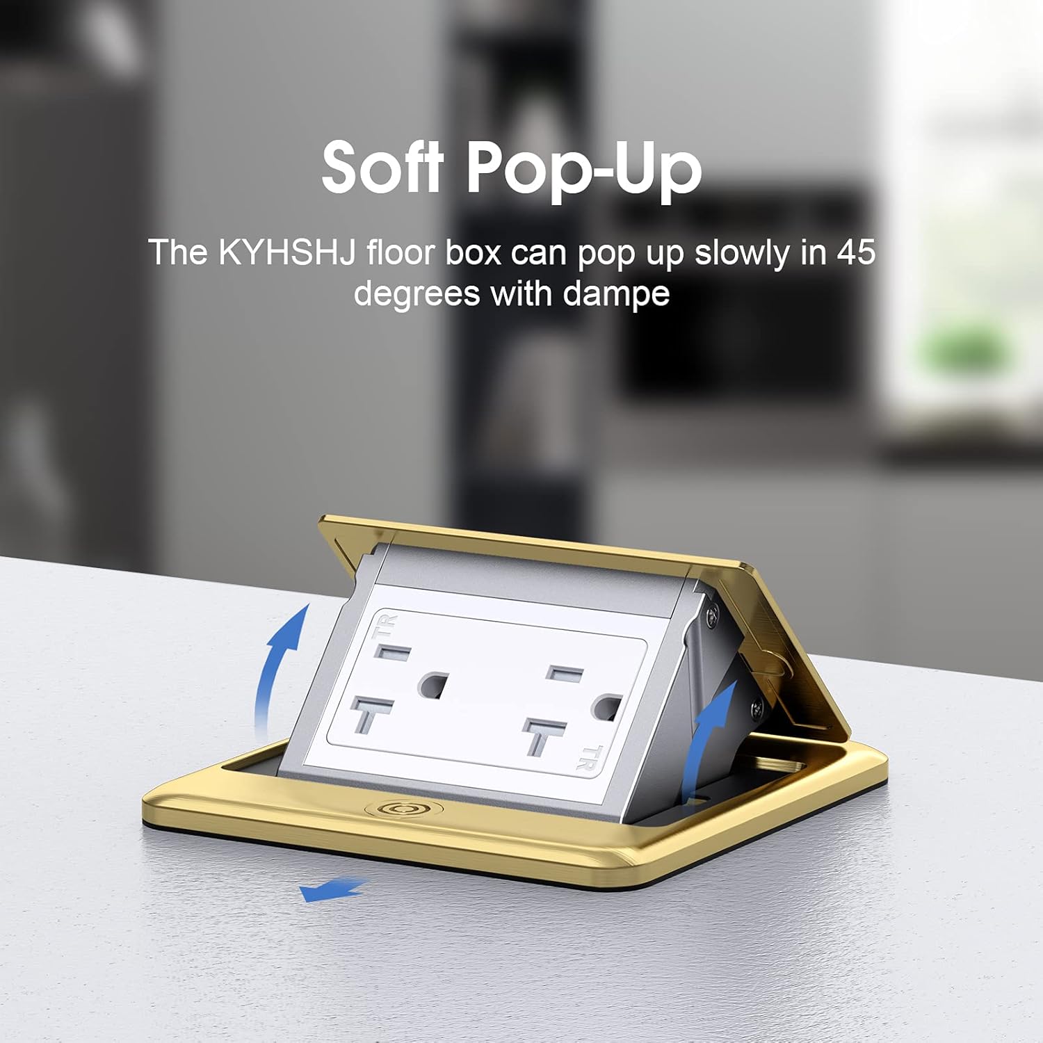 KYHSHJ Pop Up Floor Electrical Outlet Box Kit，20 Amp Stainless Steel TR Tamper-Resistant Duplex Receptacle Outlet，Corrosive Resistant Hardware，ETL Listed, Brass