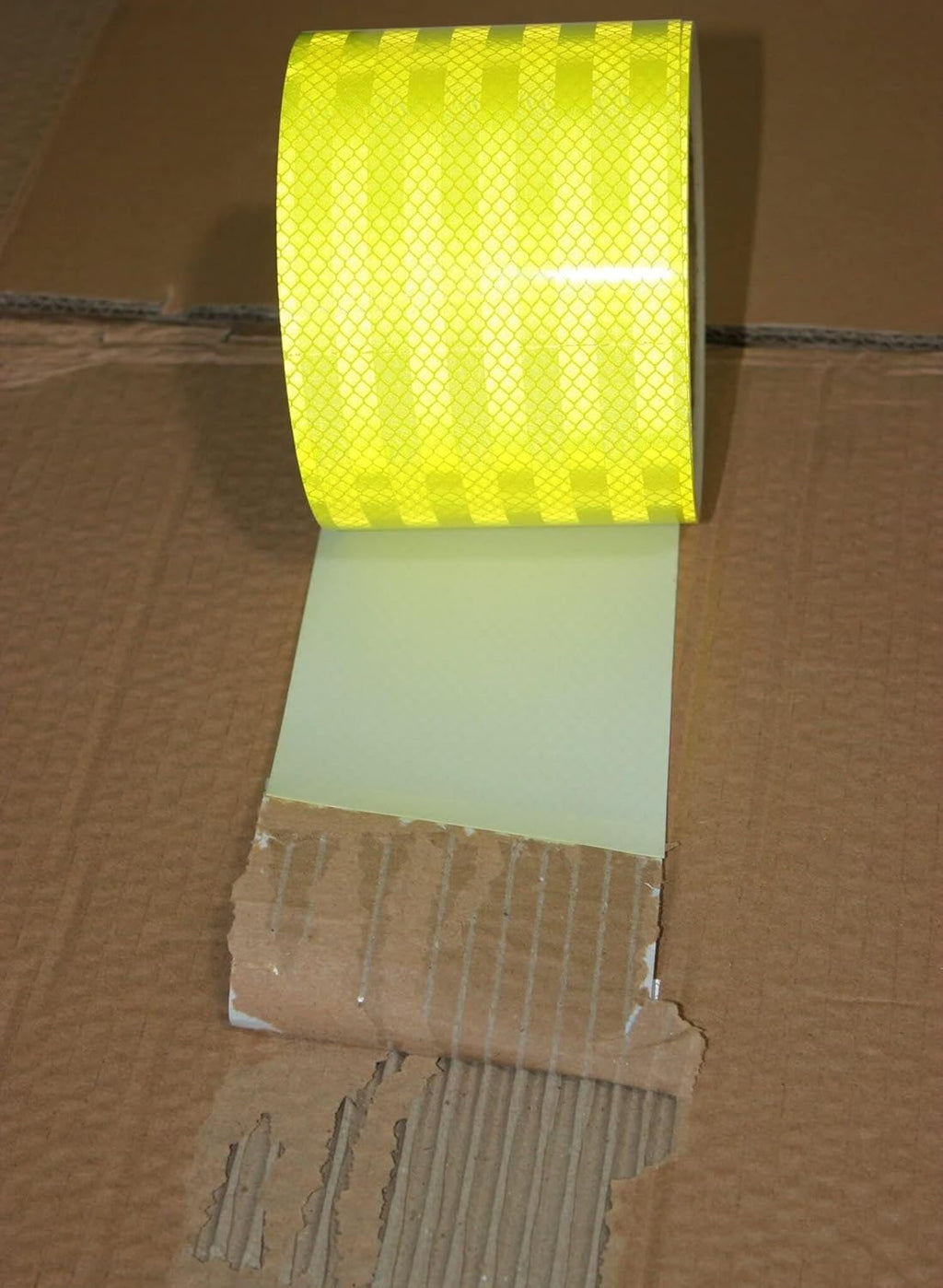 Non Fading Fluorescent Yellow Reflective Tape Outdoor Waterproof 4 inch Wide, High Visibility Warning Safety Industrial Marking Tape (168 feet)