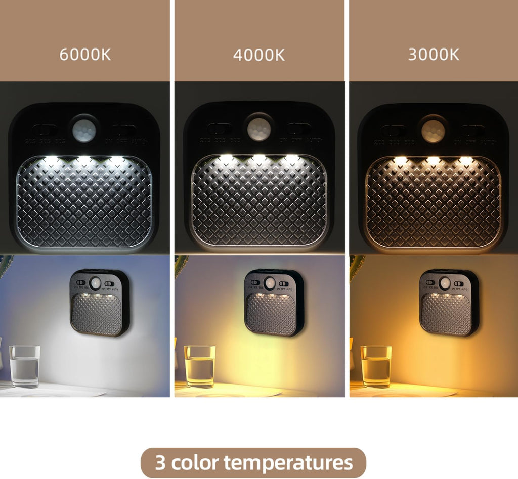 Led Night Light with Motion Detector 2 Pack, Cabinet Light Dimmable with Timer Function, Staircase Lighting 3 Color Temperature 3000/4500/6000K, Hallway Light Rechargeable 600mAh for Children's Room