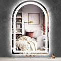 THEKLA 28 x 38 Inch LED Arched Bathroom Mirror with Lights Arch LED Mirror for Bathroom Wall Arched Lighted Mirror AntiFog Dimmable 3 Color 38 Smart LED Light up Table Vanity Arch Mirror with Light