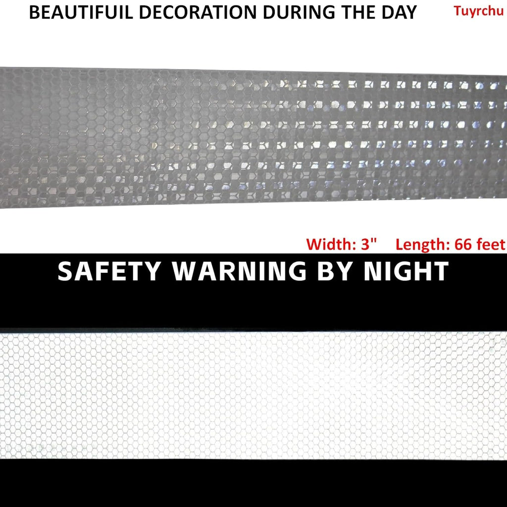 Reflective Tape White 3 inch, Outdoor Waterproof High Visibility Warning Industrial Marking Tape, Safety Stickers (68 feet)