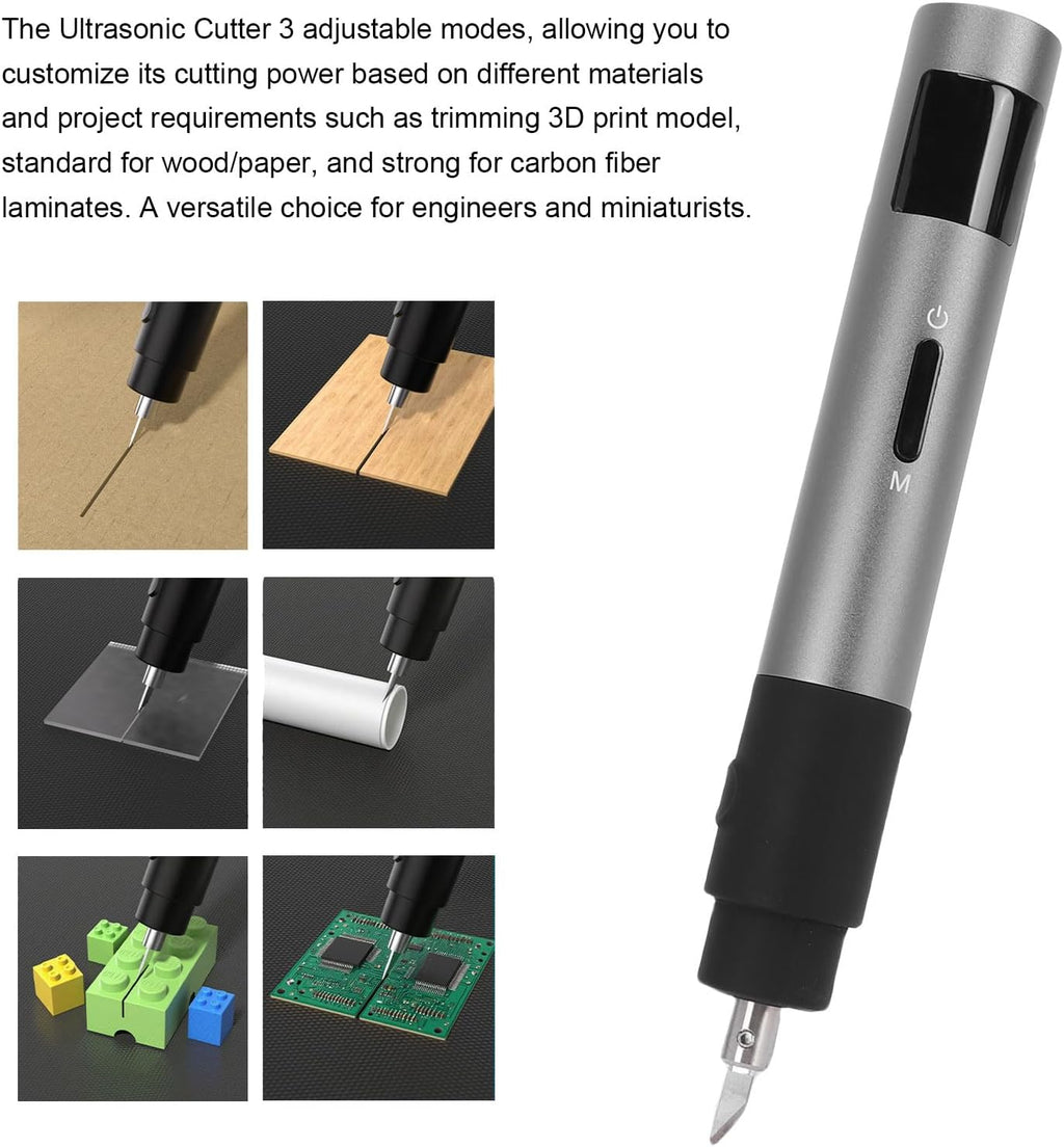 VBESTLIFE 40KHz Ultrasonic Cutter, Handheld Craft Cutting Tool for 3D Prints, PVC, Leather, Type C Power Input and 4 Blades, for DIY, Modeling (FS-S1)