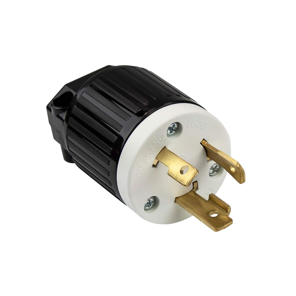 ENERLITES NEMA L6-30P Locking Plug Connector for Generator, Twist Lock Male Plug, 30 Amp, 250 Volt, 2 Pole, 3 Wire Grounding, Industrial Grade Heavy Duty, UL Listed, 66461-BK, Black
