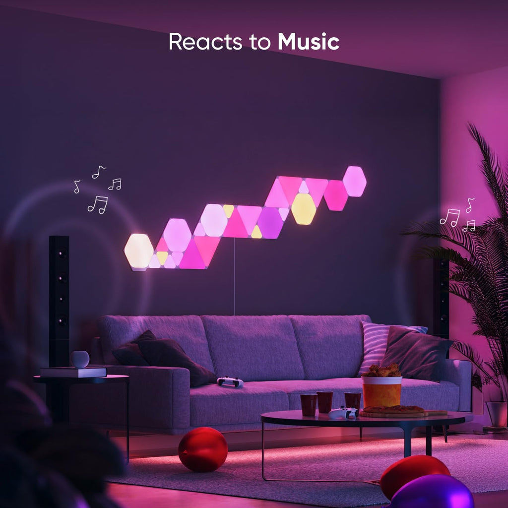 Nanoleaf Shapes LED Wall Lights, RGBW Smart Wall Panels with 16M+ Color, Compatible with Alexa & Google Assistant, Music Sync, DIY Gaming Light for Home Decor (Hexagons Smarter Kit 7 Pack)