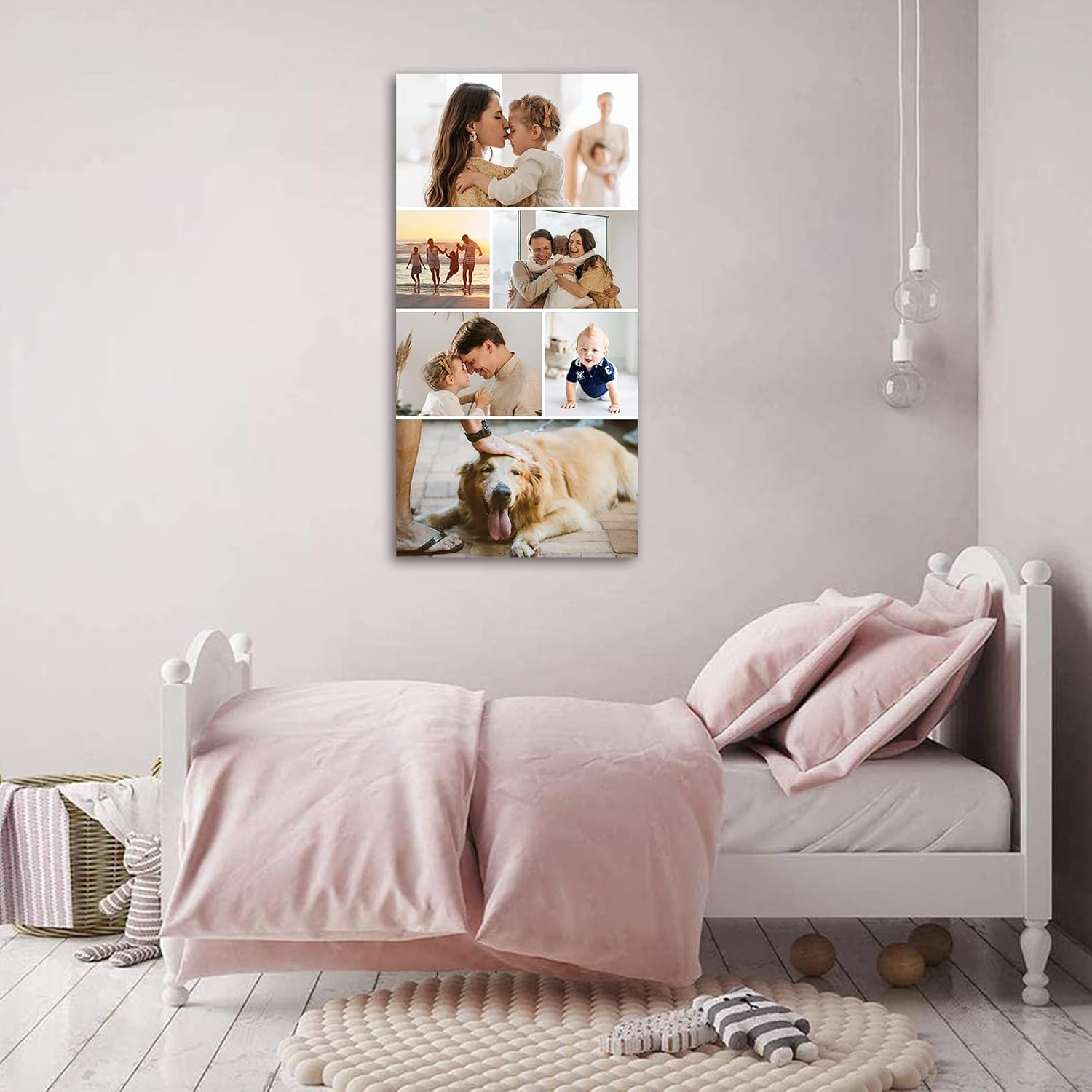 LZIMU Collage Canvas Prints with Your Photos Personalized Multi Pictures for Wall Custom Family Wedding Baby Pet Dog Photo to Canvas Customized Gifts Home Wall Decor (Collage Photo-12, No frame)
