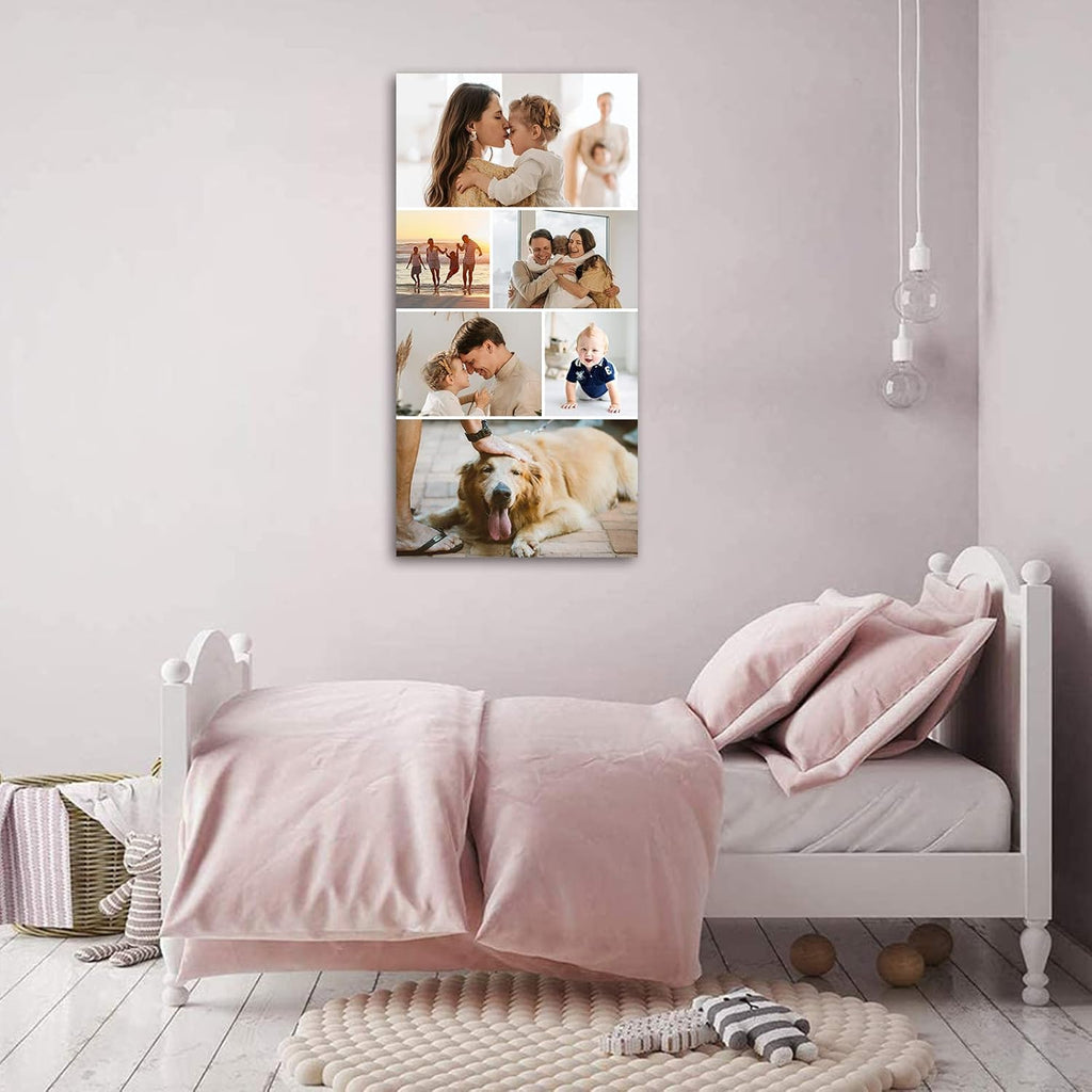 Collage Canvas Prints with Your Photos Personalized Multi Pictures for Wall Custom Family Wedding Baby Pet Dog Photo to Canvas Customized Gifts Home Wall Decor (Collage Photo-12, Framed)