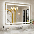 WTTY LED Bathroom Mirror 40"x30" with Back and Front Light,Modern LED Mirror for Bathroom,Stepless Dimmable Lighted Bathroom Vanity Mirror with Anti-Fog,Memory Function,Shatter-Proof
