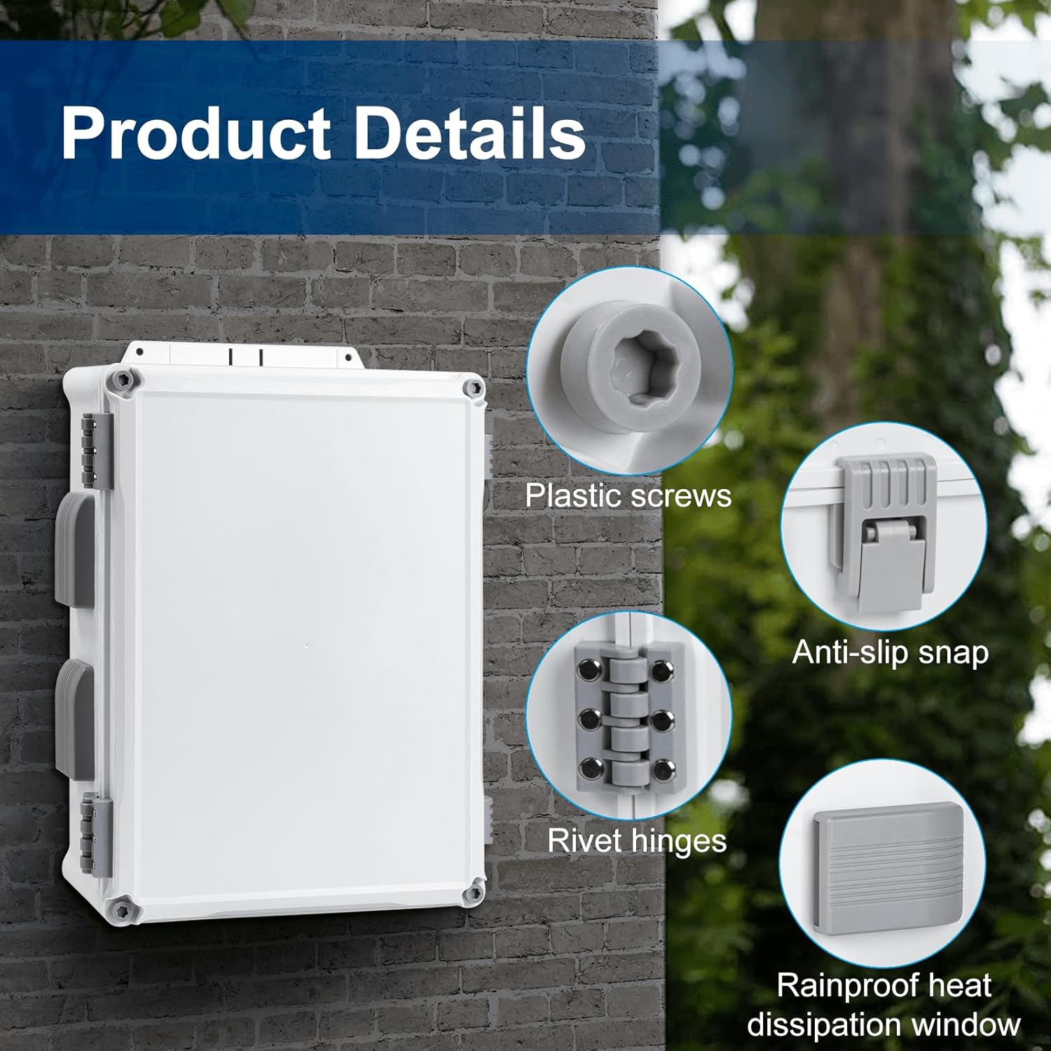 Outdoor Electrical Junction Box, ABS Water Resistant Enclosure with Internal Mounting Panel & Hinged Cover (15" H x 11" L x 6" W)