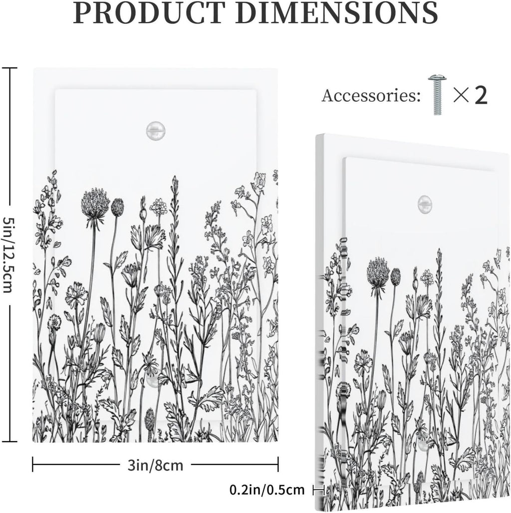 Light Switch Cover Plate Floral Wildflower Rustic Plant Leaves 1 Gang No Device Blank Electrical Wall Plates Faceplate Decorative Switch Plate For Farmhouse Cabin Decor