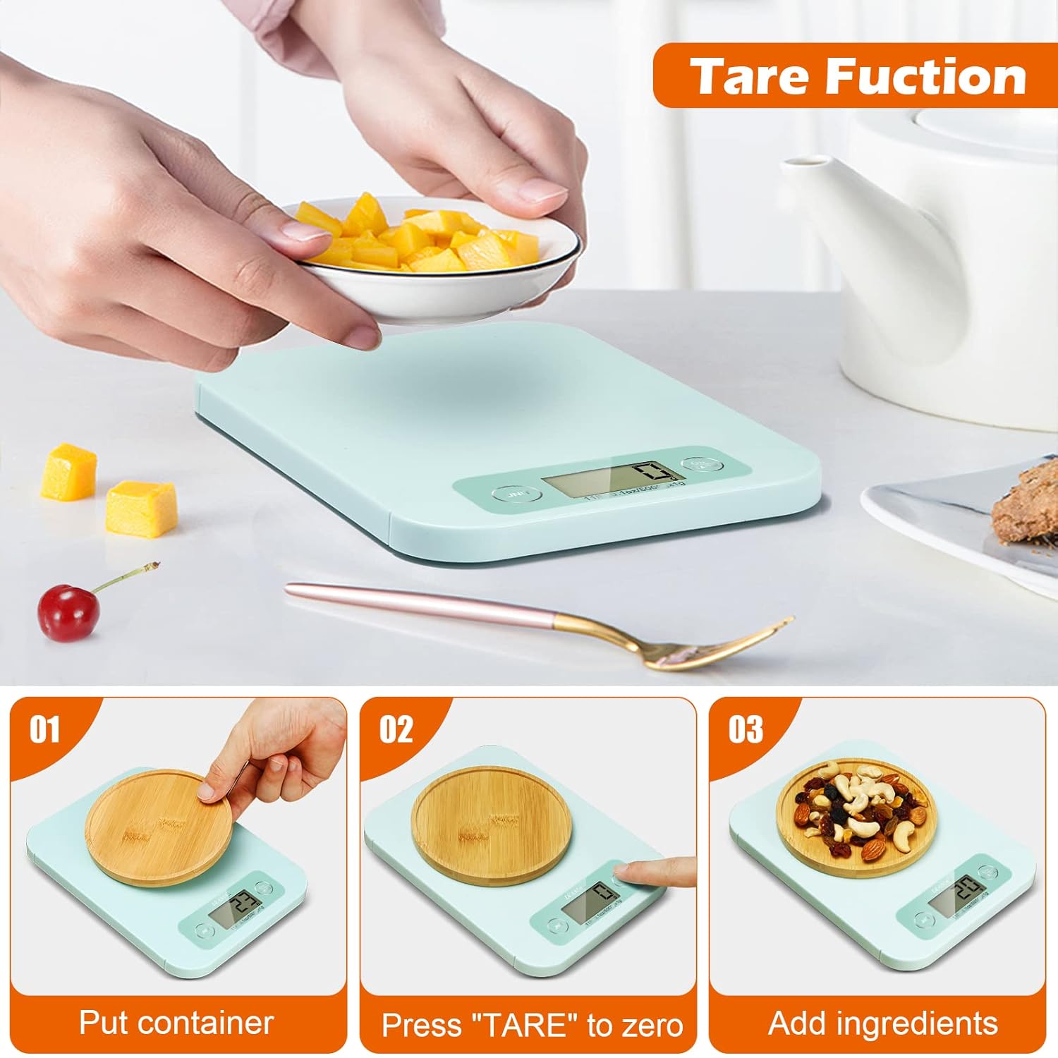 Smart Food Scales for Kitchen - Digital Food Scale with Nutritional Calculator Analysis App, Food Weight Scale Grams and Ounces, Food Scale for Weight Loss, Calories Counting, Meal Prep 0.1oz