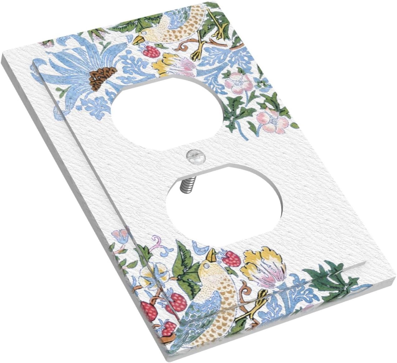 Decorative Outlet Covers Retro Morris Strawberry Rustic Plant Bird 1 Gang Duplex Light Switch Cover Plate Wall Plates for Electrical Outlets Switchplate Faceplate