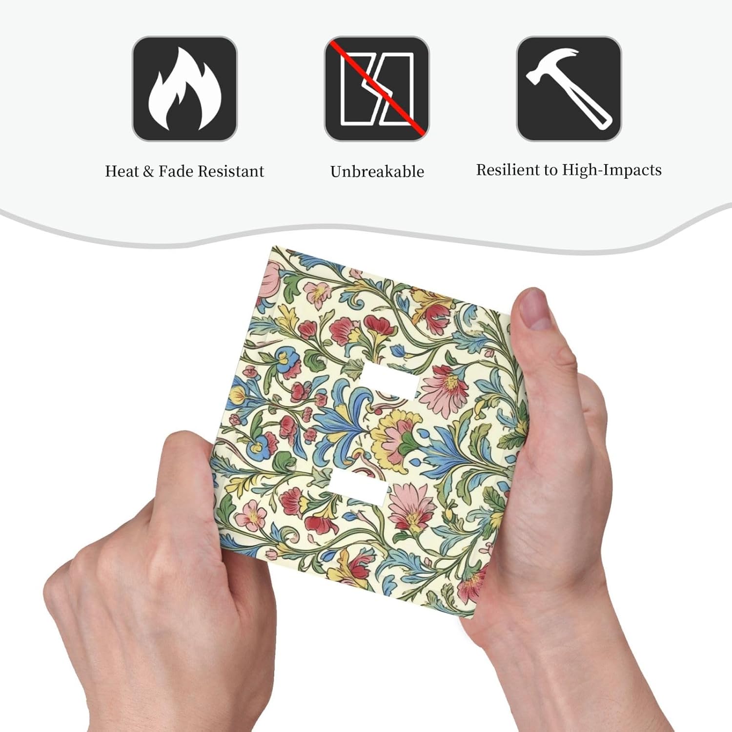 Decorative Switch Plates Boho Red Floral Morris Plant Leaves 2 Gang Double Toggle Outlet Light Switch Cover Wall Plate Electrical Faceplate For Farmhouse Cabin Decor