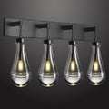 Raindrop Wall Sconces Black Crystal Sconces Wall Decor Modern Lighting Glass Bathroom Sconces Indoor Vanity Light Wall Lamp for Bedroom Living Room Stair(4-Light)