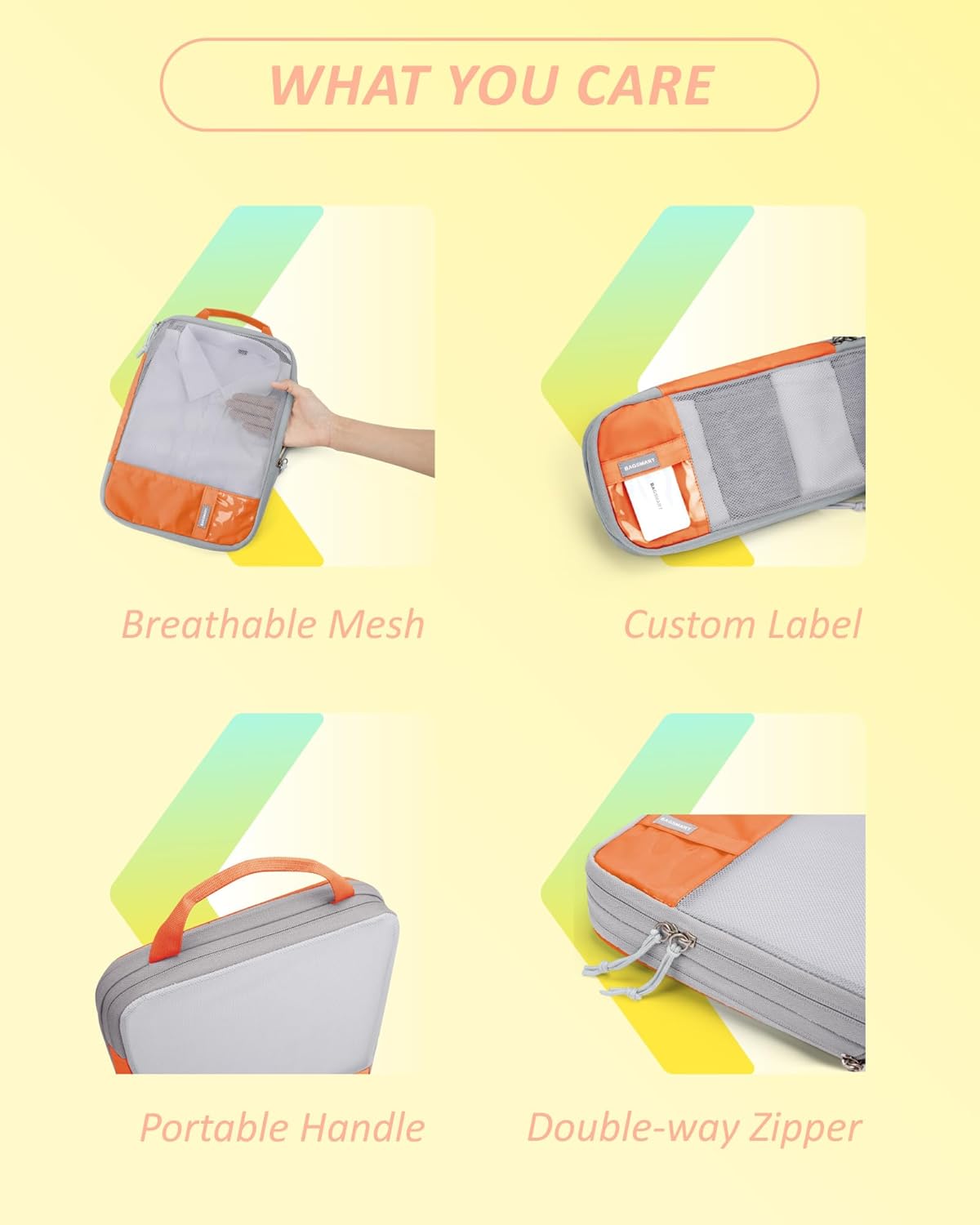 BAGSMART 6 Set /4 Set/2 Set Compression Packing Cubes for Travel, Lightweight Luggage Organizer Bags, Durable Space Saver Bags Travel Essentials