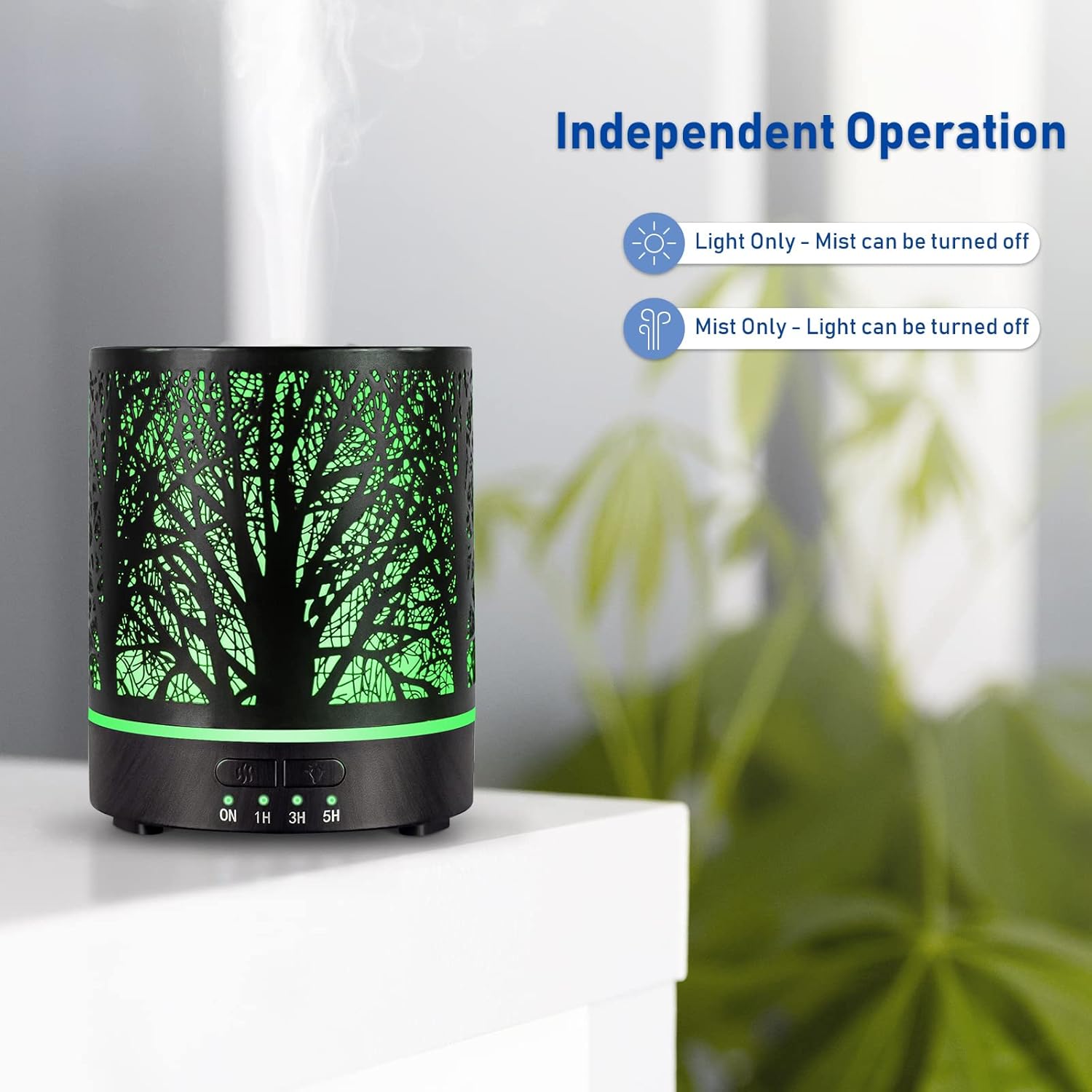 Essential Oil Diffuser Aromatherapy Diffuser -300ml Metal Electric Ultrasonic Cool Mist Oil Diffuser for Large Room with Auto Shut-Off Protection, 4 Timer Setting &7 Colors Night Light for Home Office