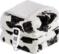 Heated Blanket Throw Electric Blanket – Fast Heating Blanket with 10 Heat Settings & 10 Hours Auto Off, Cow Print Blanket Cozy Soft Fleece Sherpa, Washable, Warm Gifts for Grandma
