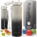 Hydracy Water Bottle with Time Marker -Large 32oz BPA Free Gradient Water Bottle - Leak Proof Gym Bottle with Fruit Infuser Strainer & Times to Drink -Ideal for Fitness Sports & Outdoors
