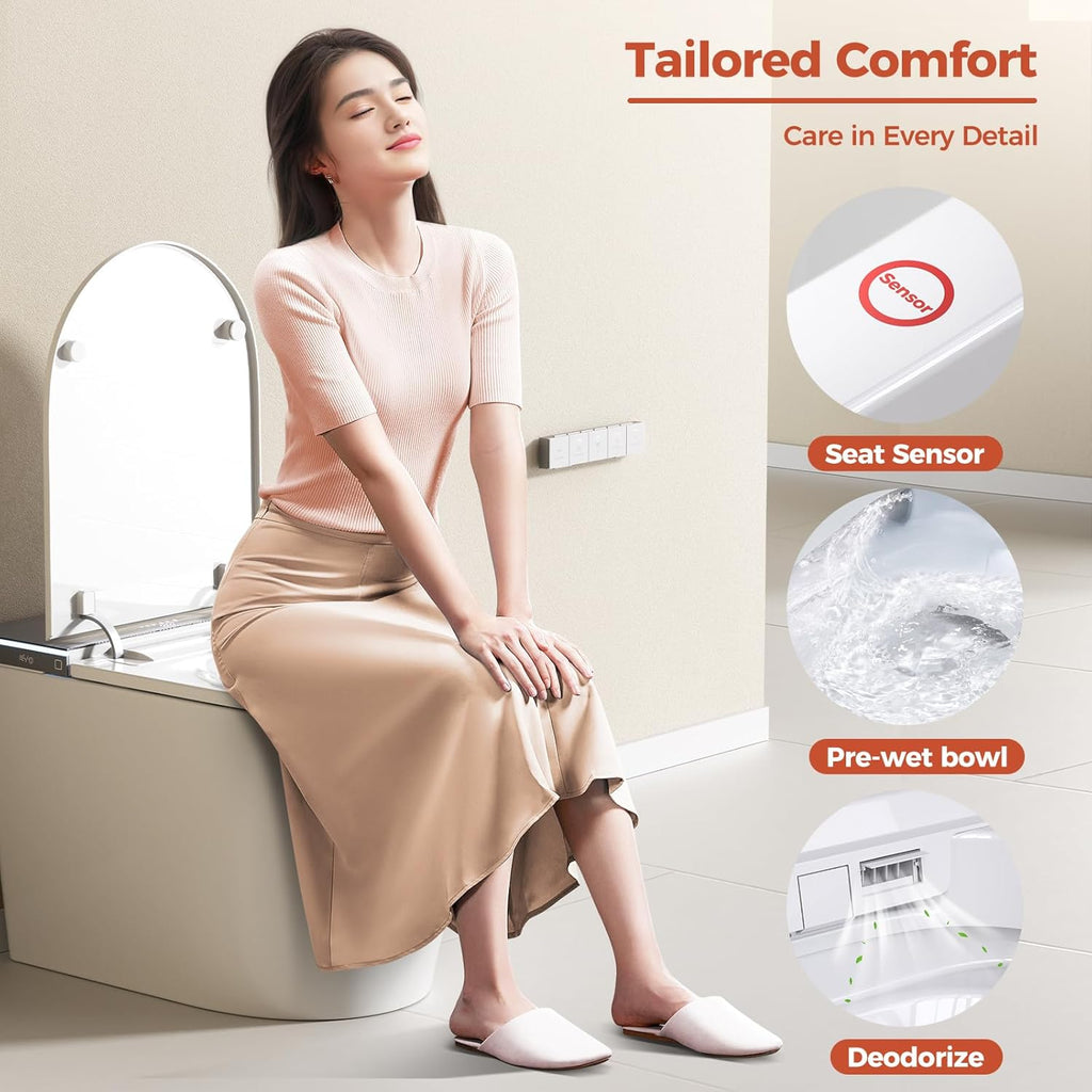 Smart Toilet with Bidet Built in,One Piece Japanese Toilet for Bathroom with Remote Control,Modern Elongated Toilet with heated toilet seat,bidet warm water,Auto Open/Close Lid