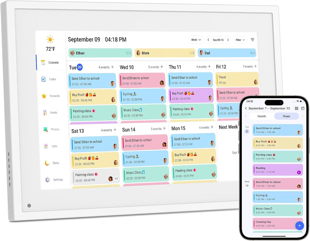 Canupdog Digital Calendar, 10.1inch Smart WiFi Digital Calendar&Chore Chart, Touch Screen HD Display for Family Schedules, Share Moments Instantly from Anywhere, Christmas Gifts for Women Mom