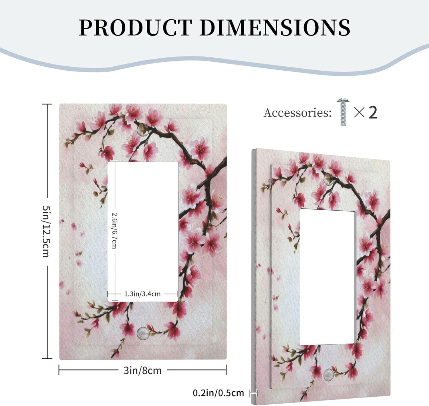 Branch with Pink Flowers Single Decora Outlet Wall Plate 1 Gang Rocker Decorative Switchplate Faceplate GFCI Light Switch Covers for Home Living Decor