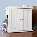 The Refined Feline Cat Litter Box Enclosure Cabinet, Shaker, White, Adjustable Levelers, XLarge, Hidden Litter Cat Furniture with Drawer