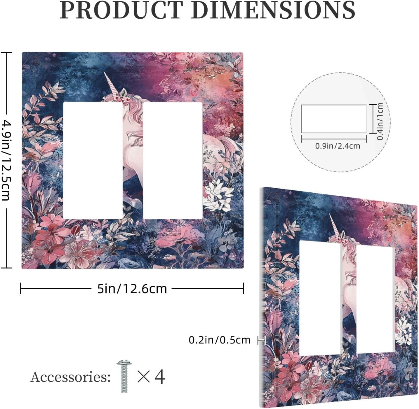 Decorative Outlet Covers Fantastic Pink Unicorn Wildflower Forest 2 Gang Double Rocker Light Switch Cover Plate Electrical Switch Plate Cover Decorate GFCI Wall Plate for Bedroom Kids room Decor