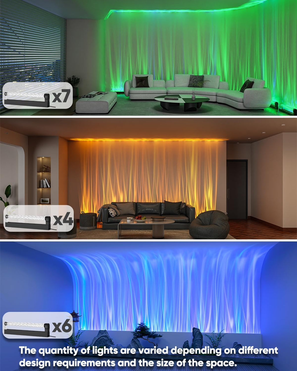 RGB LED Light Bar for Bedroom, Ambient Lighting for Wall, Mood Lighting for Living Room, Gaming Room Decor, Ocean Wave Lamp, Remote Control