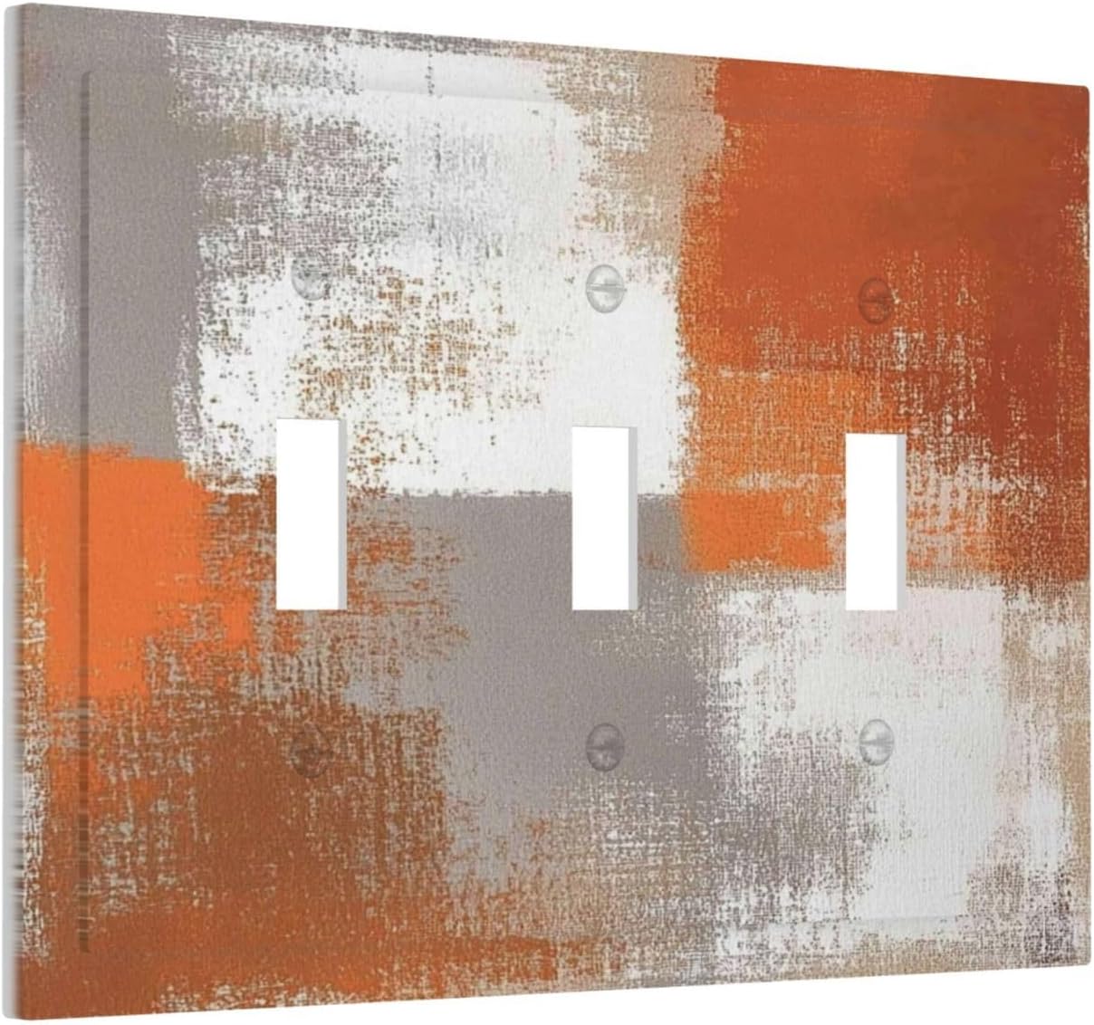 Orange Grey Abstract Art Oil Painting Decorative Switch Plates 3 Gang Wall Plate Triple Toggle Light Switch Cover Faceplate Electrical Wall Panels For Home Farmhouse Decor