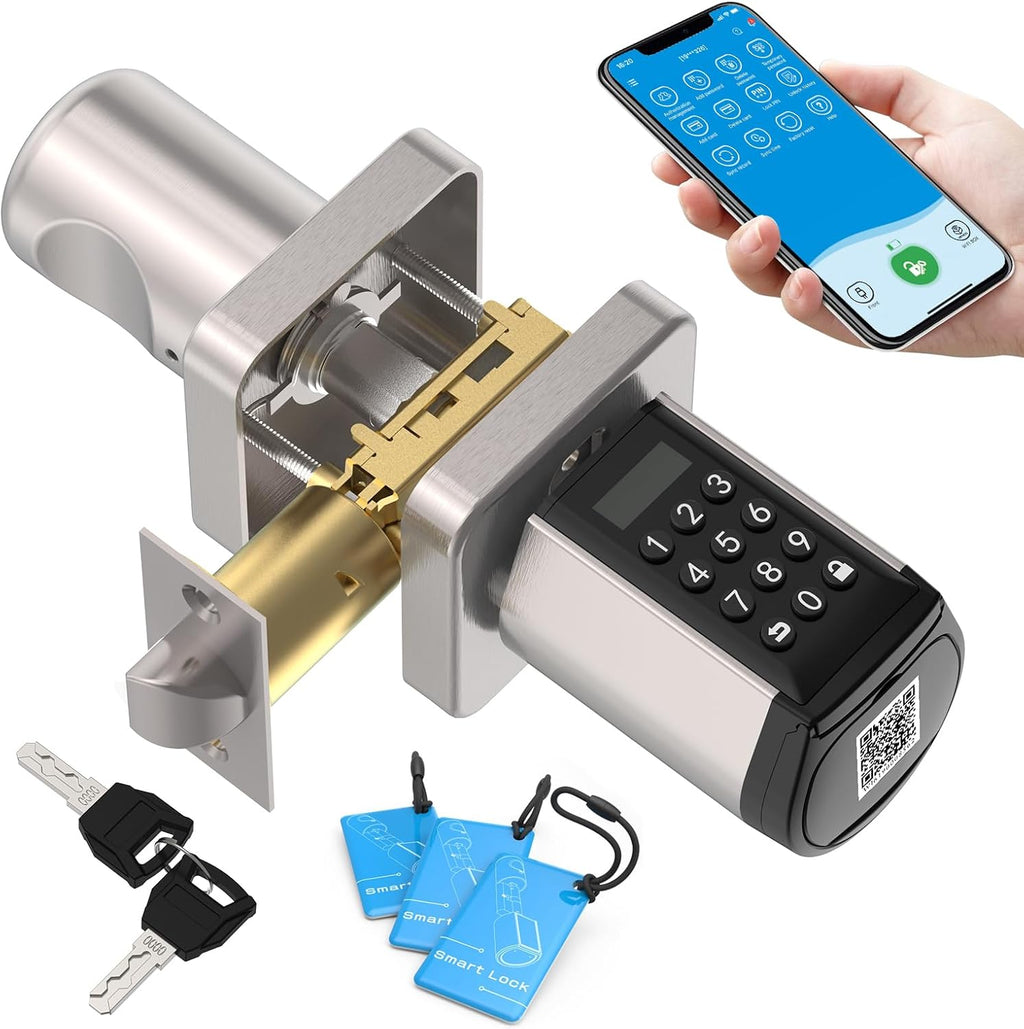 WELOCK WiFi Smart Door Lock, 5-in-1 Keyless Entry Doorknob with Auto-Lock Security, Bluetooth App Control,Passcode,Key Unlock, Easy Installation for Bedroom,Home, Office