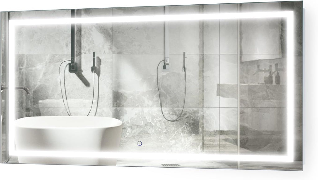Krugg | Large 54 Inch X 24 Inch LED Bathroom Mirror | Lighted Vanity Mirror Includes Dimmer & Defogger | Wall Mount Vertical or Horizontal Installation
