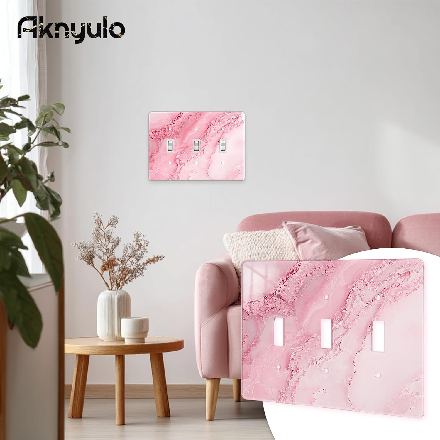 Abstract Pink Marble Design Acrylic Wall Plate Cover Switch Plate Cover Light Switch Cover Switch Cover Decorative 3 Gang Toggle Outlet Covers Switch Cover