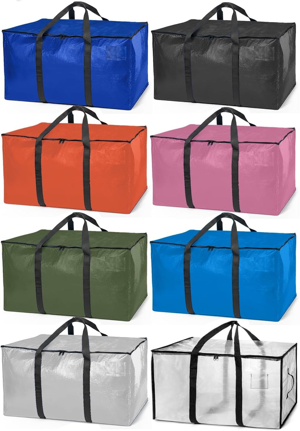 ClearSpace Heavy Duty Moving Bags or Storage Bags – Storage Bins with Lids, Large Moving Boxes with Backpack Straps & Zippers,– Packing Box & Moving Supplies for College Dorm, 8 Pack