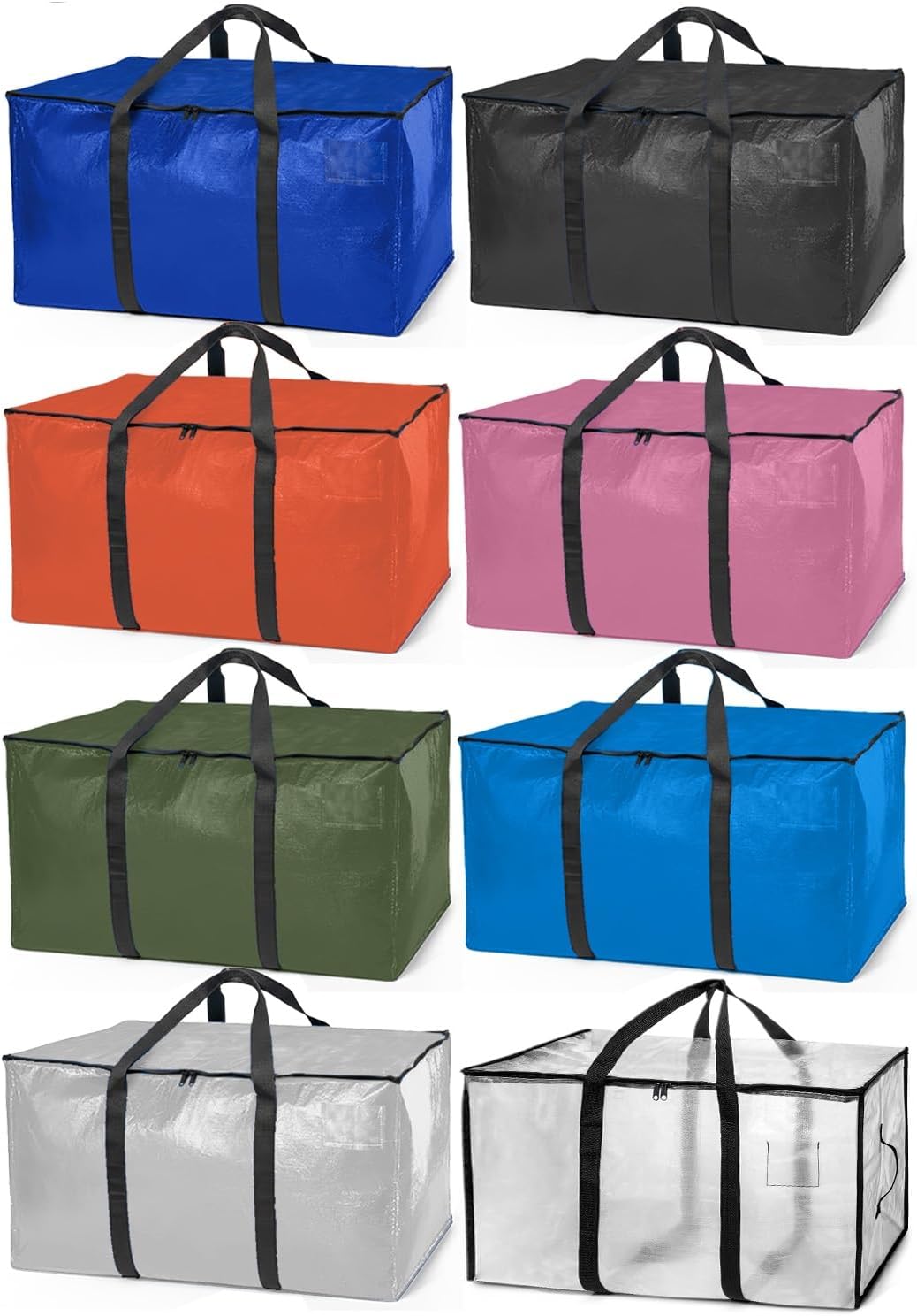 ClearSpace Heavy Duty Moving Bags or Storage Bags – Storage Bins with Lids, Large Moving Boxes with Backpack Straps & Zippers,– Packing Box & Moving Supplies for College Dorm, 8 Pack
