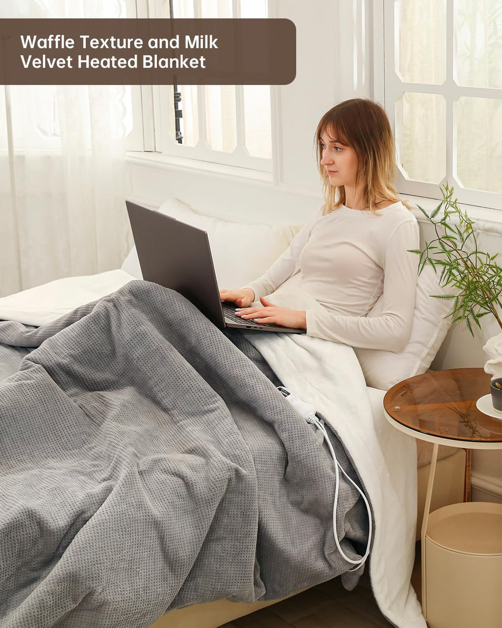 Heated Blanket Full Size Electric Blanket, Washable Blanket Warmer for Home for Adults, Fast Heating Super Cozy Soft Fabric, 72" x 84", 9 Heat Levels, 1-9H Auto-Off, ETL Certified, Gray