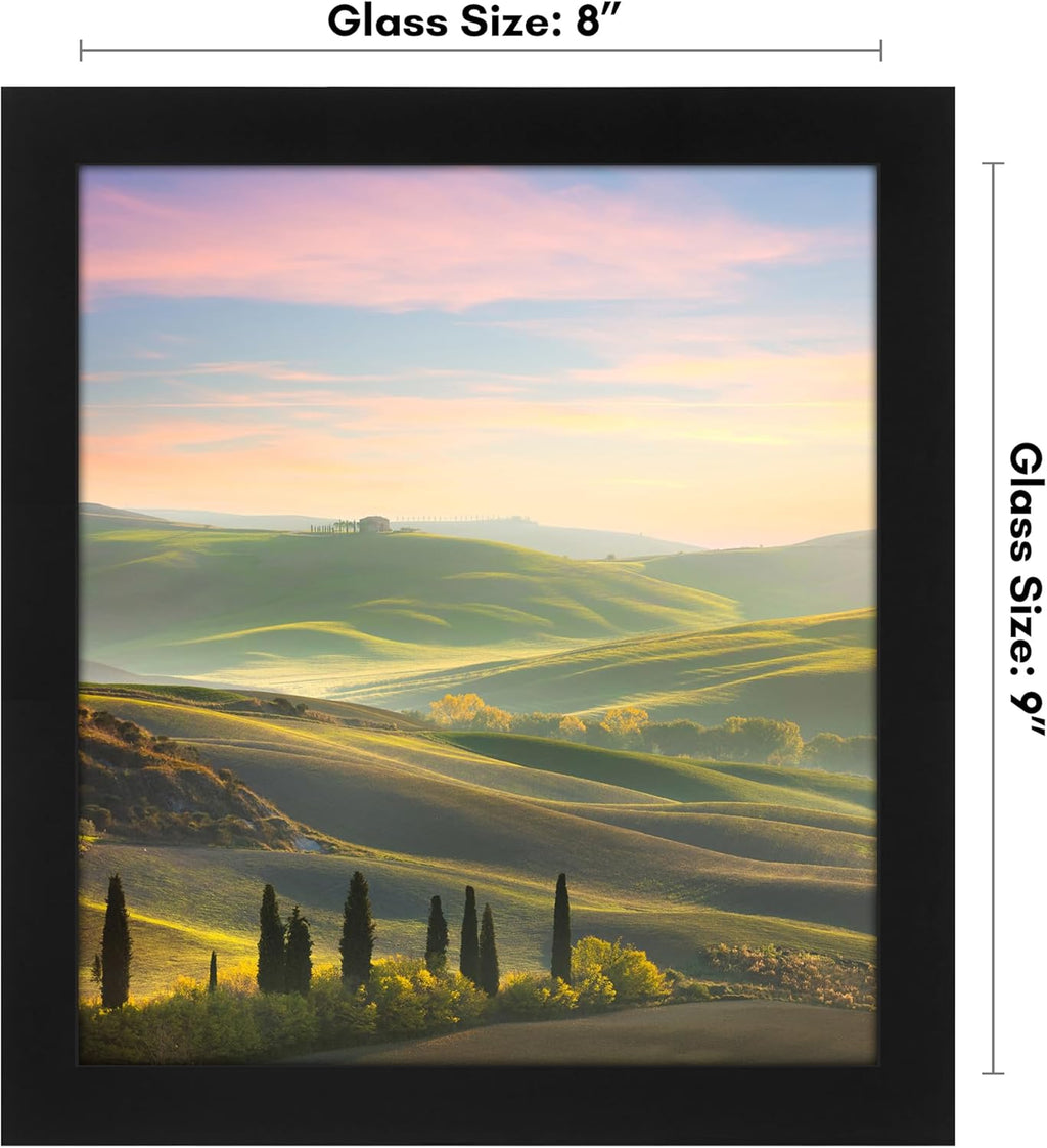 Americanflat 8x9 Picture Frame with Shatter-Resistant Glass - Signature Collection - Gallery-Style Frames Made of Engineered Wood - Photo Frame for Tabletop and Wall Display - Black