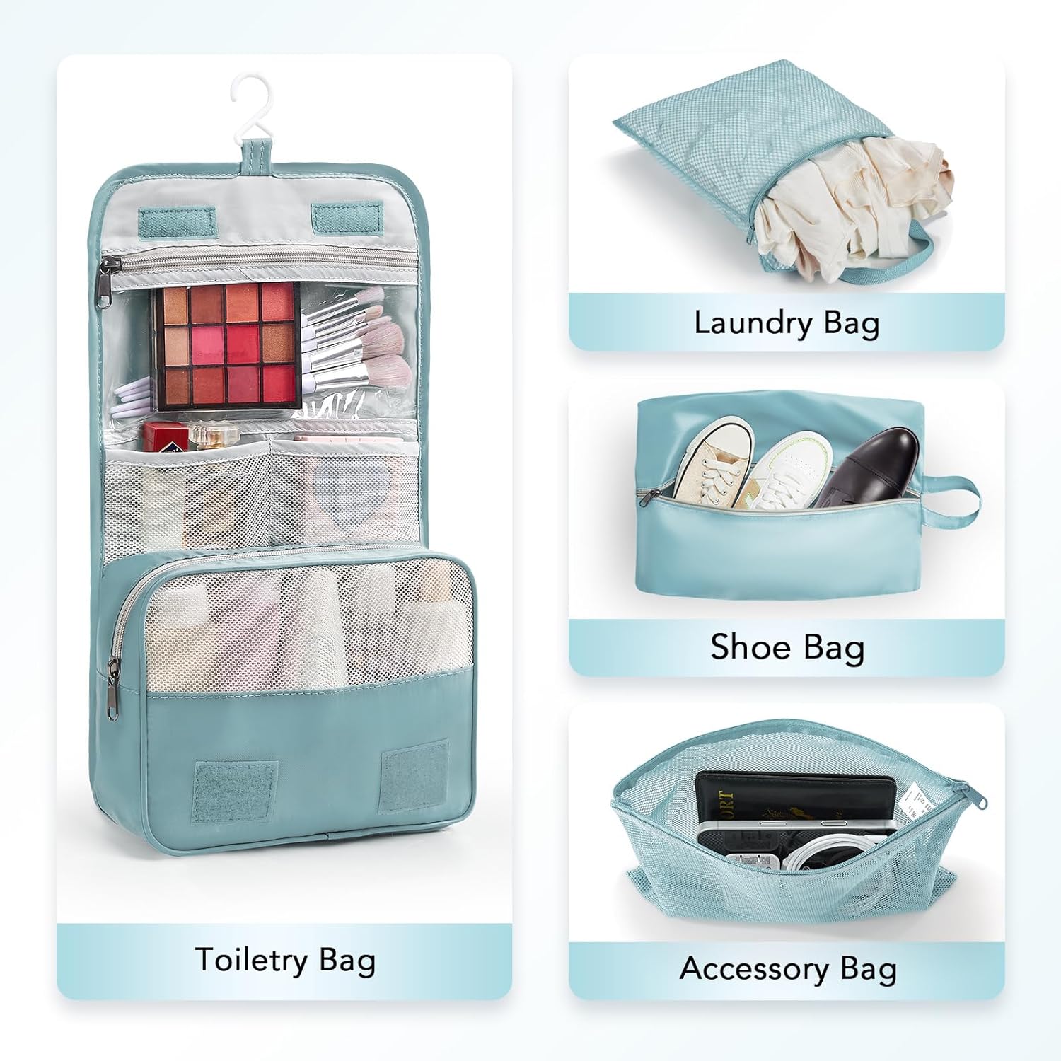 8 Set Compression Packing Cubes for Travel Essentials,Compressible Expandable Packing Cubes for Suitcase,OlarHike Luggage Organizer Bags for Travel,Handy Helper for Organizing Clothes(Blue Gray)