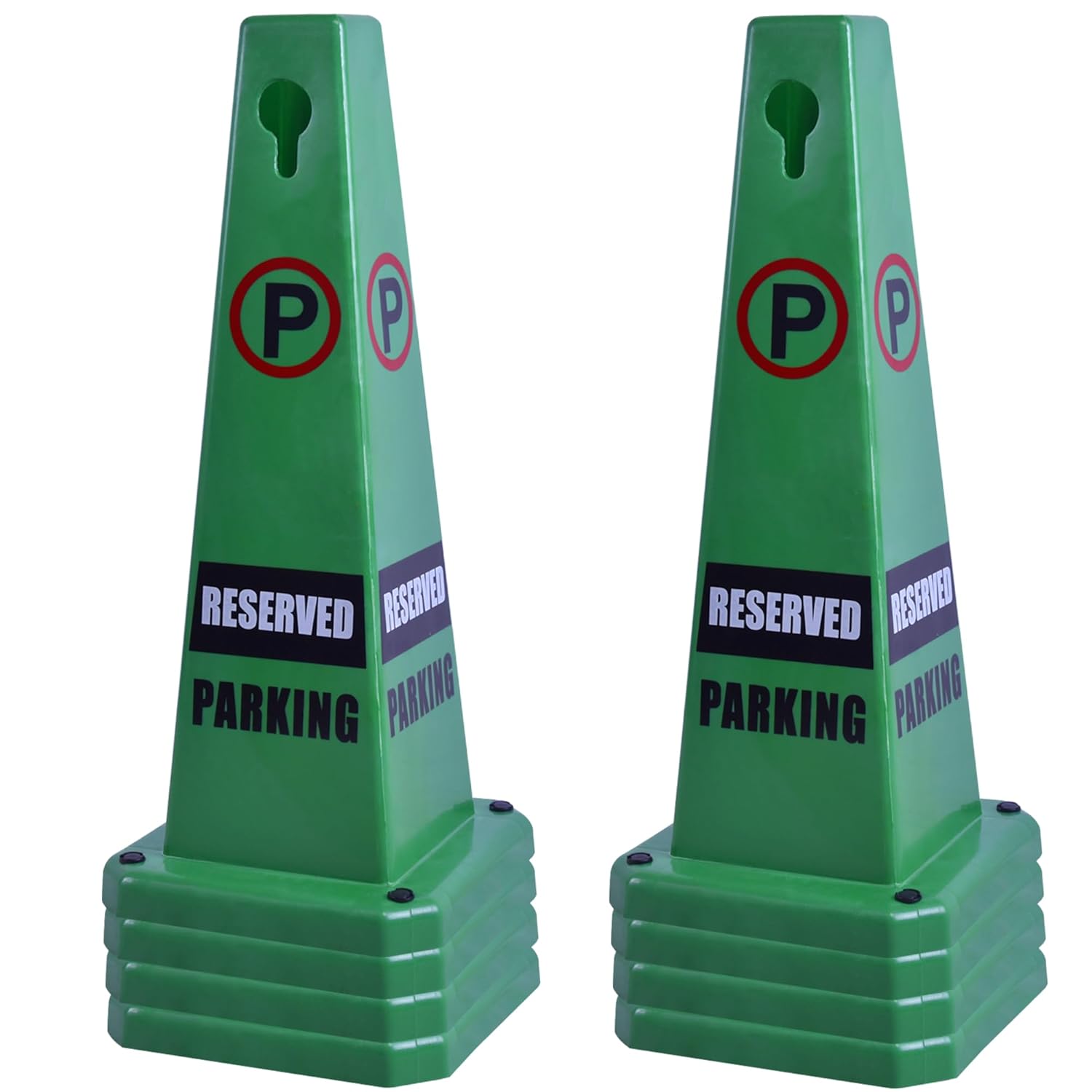 OrangeStar 8-Pack Reserved Parking Cones, Green Four Sided Message Safety Traffic Cones with Heavy Rubber Base for Indoor/Outdoor Use
