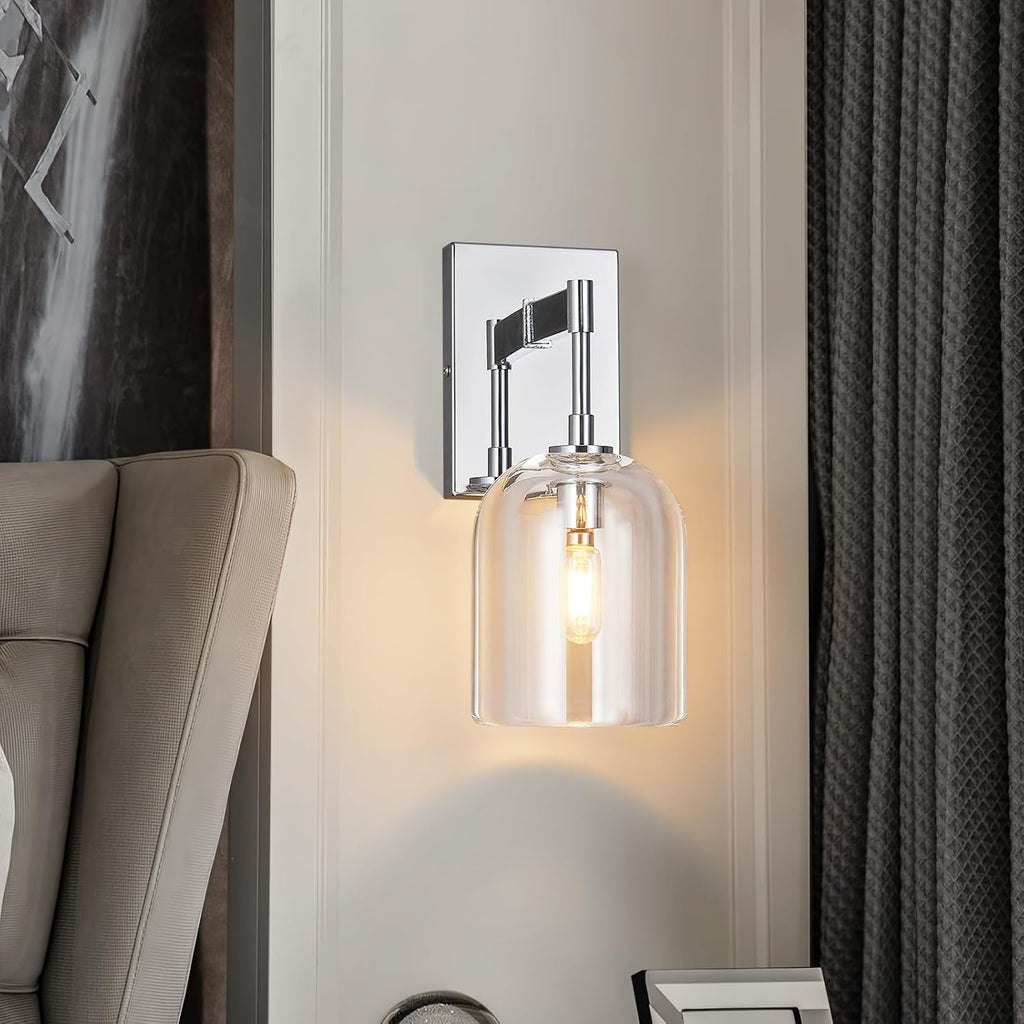 Modern Crystal Wall Sconces Indoor Chrome Wall Lamp Vanity Wall Lighting for Bathroom Bedroom Living Room Stair（1Pack）