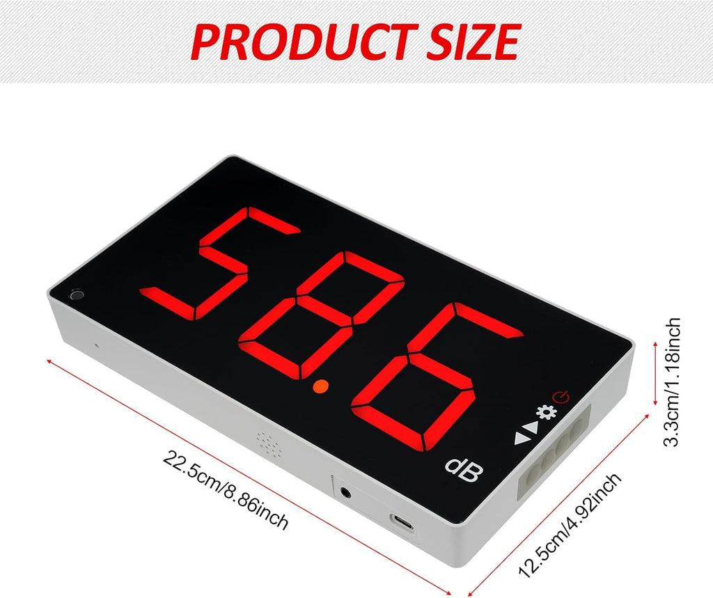 Sound Level Meter with Large LCD Screen Wall Mounted Digital Noise Meter Decibel Monitoring Tester Noise Volume Measuring Instrument 30-130dB Measuring Range with Sound Alarm