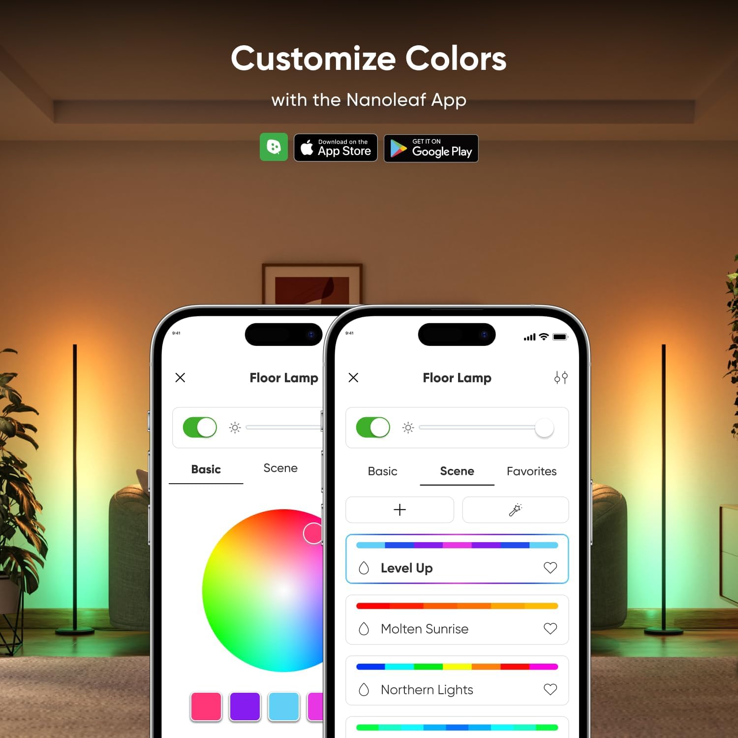 Nanoleaf Matter Smart Floor Lamp, LED Standing Lamps Work with Alexa, Music Sync Corner Lamp,16 Million Colors, 1700lm RGBTW Floor Lamp with Voice Control for Living Room, Ambient Lighting, Black