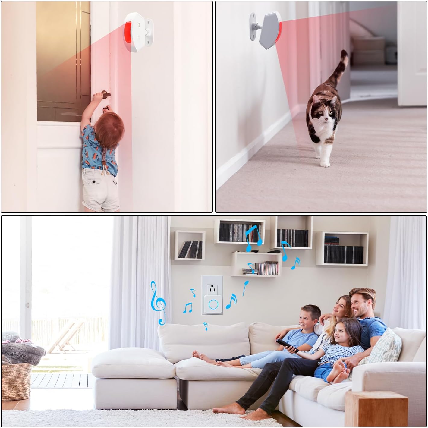 Wireless Motion Sensor Alarm Indoor: Motion Detector Alarm for Business Store Home Security with 35 Ringer/Led Light Remind- Motion Sensor Door Chime with Buzzer