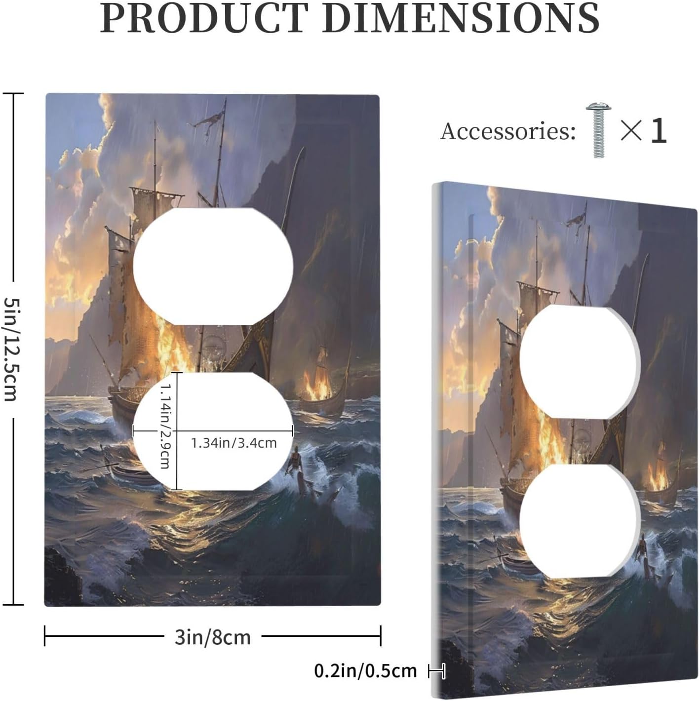 Outlet Covers Medieval Vintage Sailing Adventure Sailings Ocean Waves 1 Gang Duplex Light Switch Cover Plate Decorative Switch Plate Covers Electrical Socket Cover for Bedroom Cabin Decor