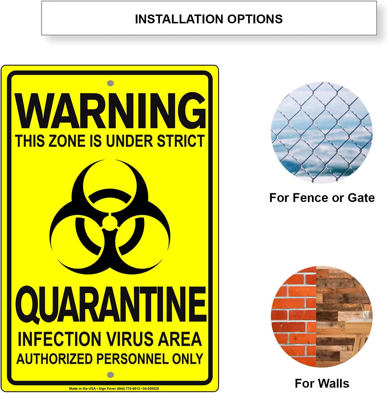 Details About This Zone is Under Strict Quarantine Infection Disease Area Display Warning Notice Outdoor Unique Aluminum Metal Sign 8"x12"