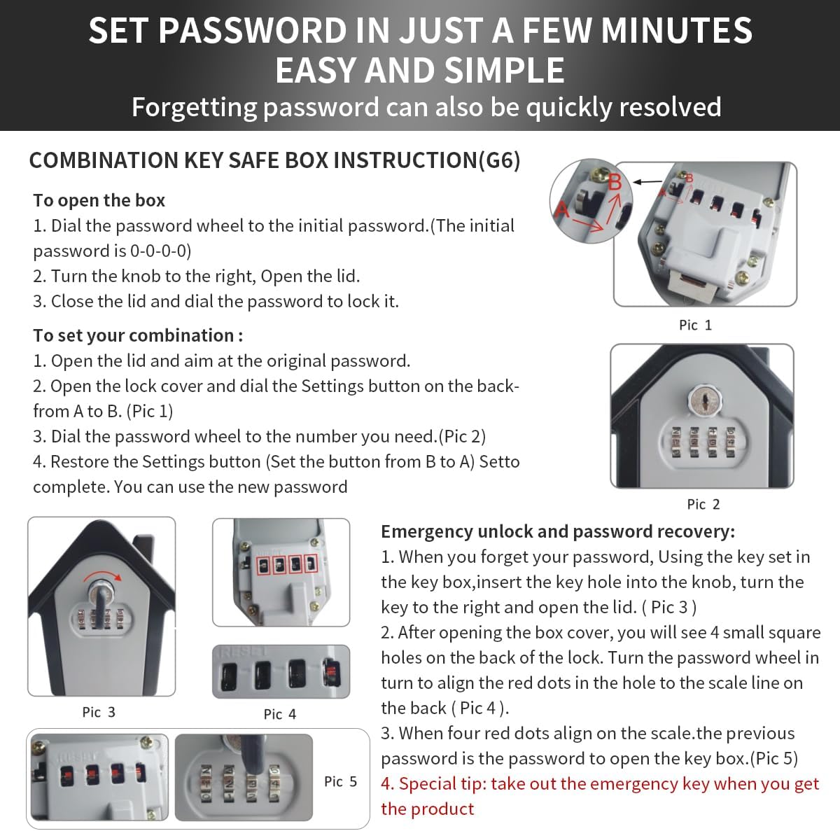 Key Lock Box with Combination lock & Key lock, Portable Large Capacity Key Storage Box Wall Mounted, Resettable Code, Waterproof Security Lock Box for Home, Office, Garage, Realtors Gray(1 Pack)