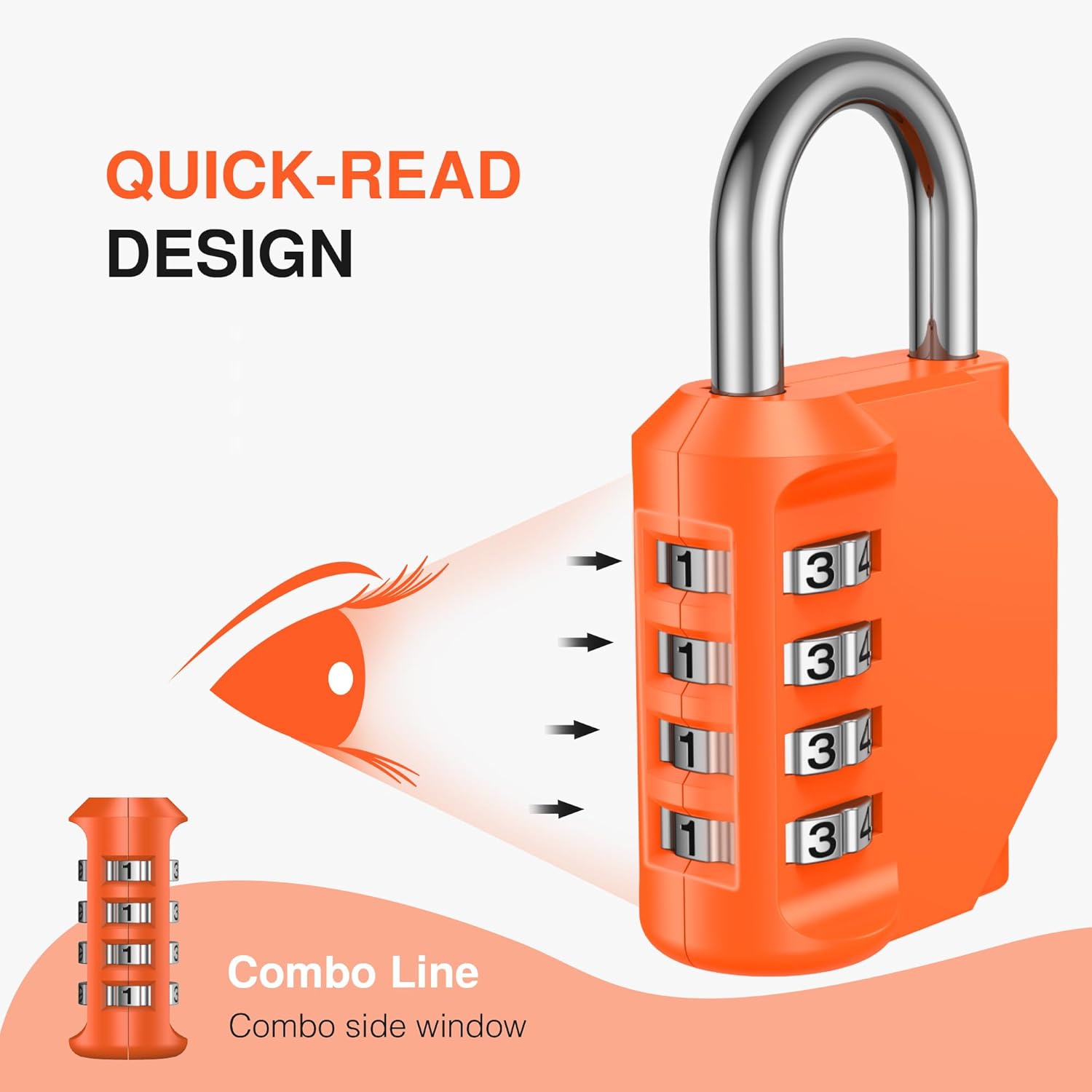 Puroma 1 Pack Combination Lock for Locker 4 Digit Outdoor Waterproof Padlock for School, Gym, Sports, Fence, Toolbox, Gate, Case, Outdoor, Hasp Storage, Cabinets (Orange)