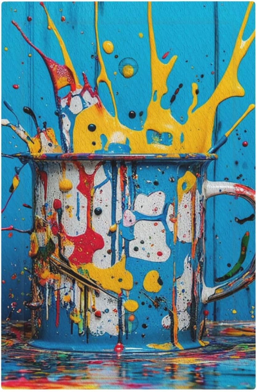Decorative Light Switch Cover Plate Colorful Paint Splatters Blue Wood Plank 1 Gang No Device Single Blank Outlet Covers Wall Plate Cover Switchplate Electrical Faceplate